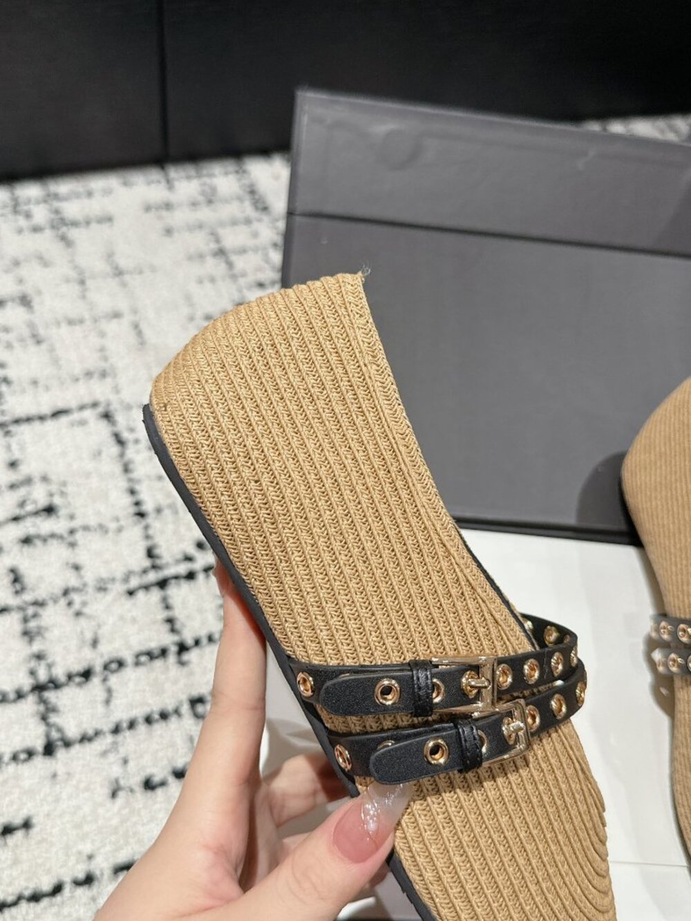 ALAÏA Woven Double-Buckle Mary Jane Flats - Picture 7 of 9